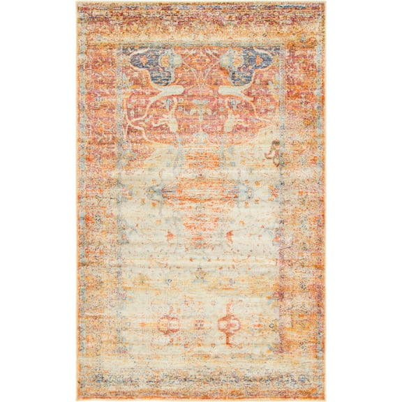 Unique Loom Barrington Asheville Rug Multi/Beige 5' 1" x 8' Rectangle Border Coastal Perfect For Living Room Bed Room Dining Room Office