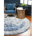 thumbnail image 1 of Unique Loom Asheville Collection Area Rug - Barrington (8' Round Navy Blue/Beige), 1 of 9