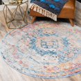 thumbnail image 1 of Unique Loom Basilica Collection Area Rug - Las Ventas (5' Round Blue/Beige), 1 of 6