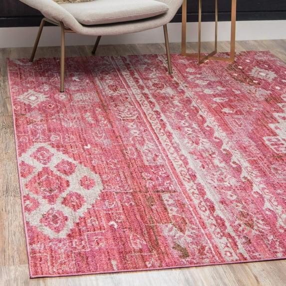 Unique Loom Basilica Collection Area Rug - Malasana (2' 2" x 3' 1" Rectangle Pink/Beige)