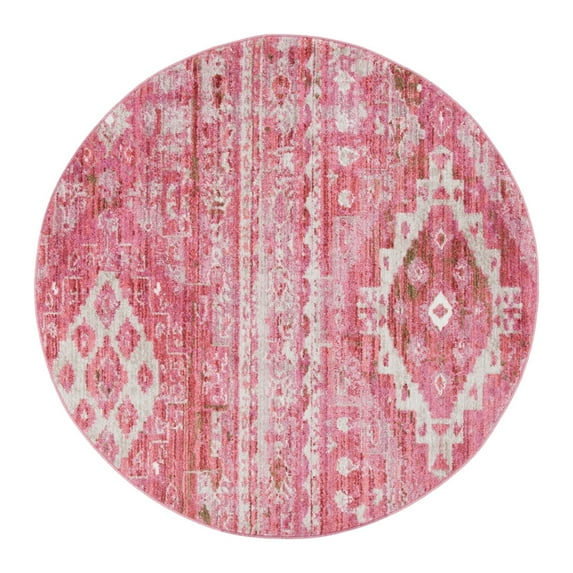 Unique Loom Basilica Collection Area Rug - Malasana (5' Round Pink/Beige)