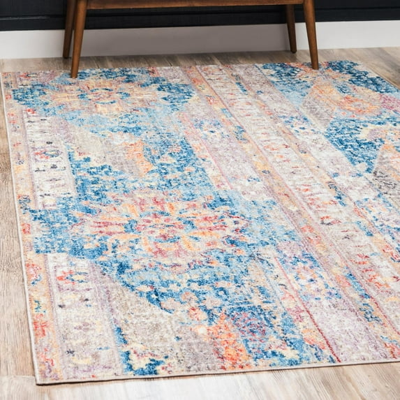 Unique Loom Basilica Collection Area Rug - Prado (5' 1" x 8' Rectangle Blue/Beige)