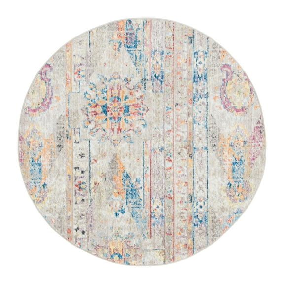 Unique Loom Basilica Collection Area Rug - Prado (5' Round Beige/Blue)