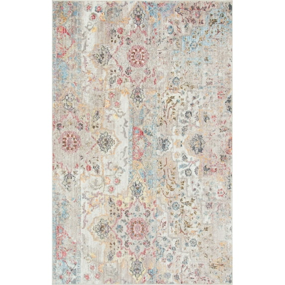 Unique Loom Basilica Distressed Transitional Area Rug, Beige/Blue/Yellow, 96" x 60"