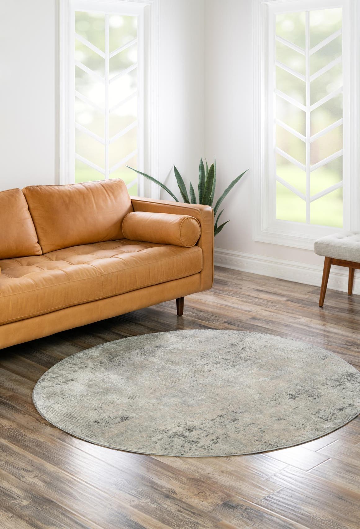 Unique Loom Behshahr Caspian Rug ,Round,5' 3" x 5' 3" Gray Modern