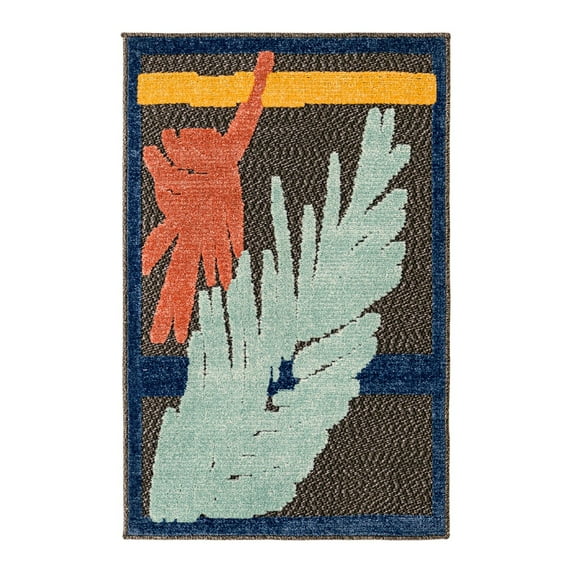 Unique Loom Belize Outdoor Collection Area Rug - Ambergris (2' x 3' Rectangle Charcoal/Light Blue)