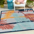 thumbnail image 1 of Unique Loom Belize Outdoor Collection Area Rug - Ambergris (7' 10" Square Gray/Navy Blue), 1 of 7