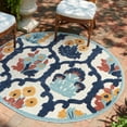thumbnail image 1 of Unique Loom Belize Outdoor Collection Area Rug - Corozal (5' 3" Round Ivory/Navy Blue), 1 of 7