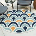 thumbnail image 1 of Unique Loom Belize Outdoor Collection Area Rug - Dangriga (3' 3" Round Blue/Orange), 1 of 7