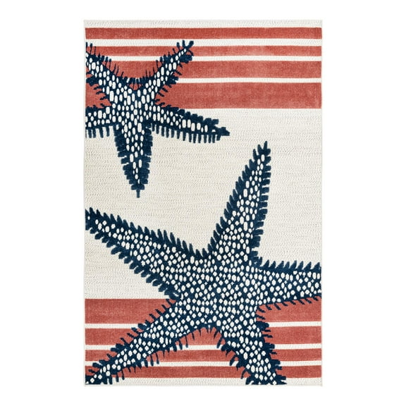 Unique Loom Belize Outdoor Collection Area Rug - Placencia (5' 3" x 8' Rectangle Ivory/Orange)