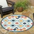thumbnail image 1 of Unique Loom Belize Outdoor Collection Area Rug - Sarstoon (5' 3" Round Ivory/Light Blue), 1 of 7