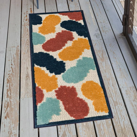 Unique Loom Belize Outdoor Collection Area Rug - Turneffe (2' x 6' Runner White/Rust Red)