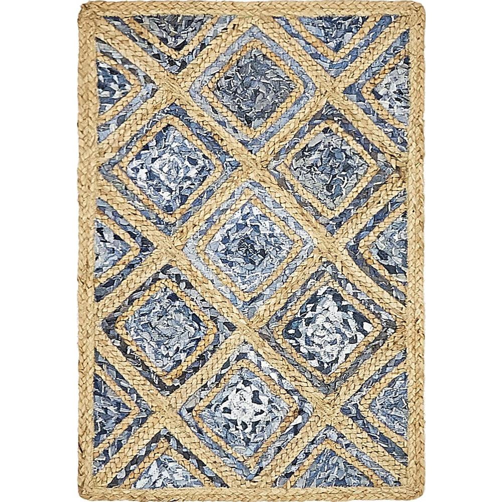 Handcrafted Bengal Blue Braided Cotton-Jute 2x3 Rug