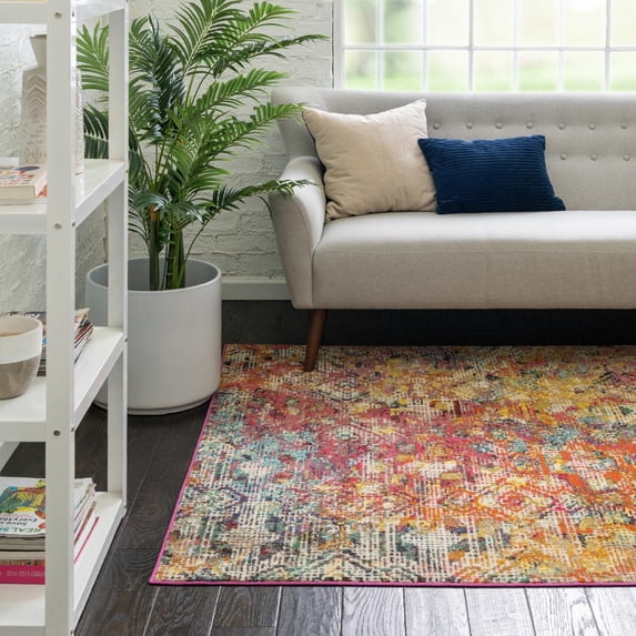 Unique Loom Vivid Collection Area Rug - Bengaluru (9' 10" x 14' Rectangle Multi/Orange)
