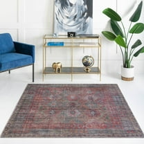 Unique Loom Sisu Collection Area Rug - Bihar (7' 10" Square Rust Blue/Green)