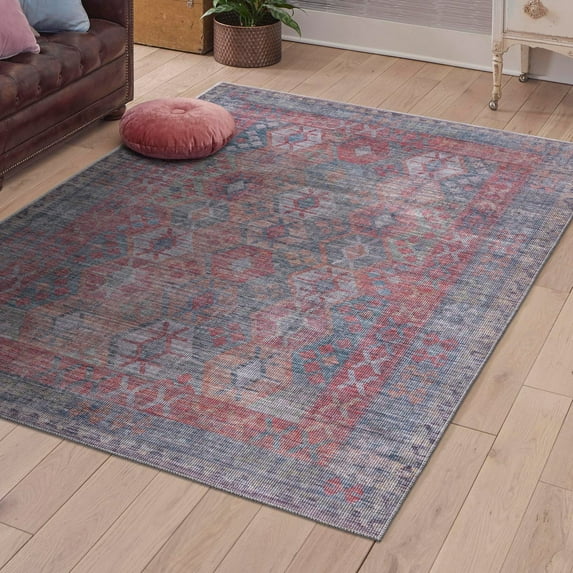 Unique Loom Sisu Collection Area Rug - Bihar (7' 3" x 10' Rectangle Rust Blue/Green)