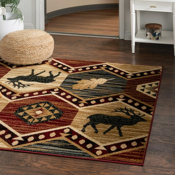 Unique Loom Pioneer Collection Area Rug - Billings (5' 3" Square Multi/Black)