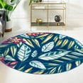 thumbnail image 1 of Unique Loom Bloom Collection Area Rug - Ambrosia (6' Round Navy Blue/Green), 1 of 7