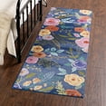 thumbnail image 1 of Unique Loom Blossom Collection Area Rug - Ashley (2' x 8' Runner Blue/Olive), 1 of 7