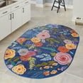 thumbnail image 1 of Unique Loom Blossom Collection Area Rug - Ashley (4' x 6' Oval Blue/Olive), 1 of 7