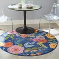 thumbnail image 1 of Unique Loom Blossom Collection Area Rug - Ashley (5' 3" Round Blue/Olive), 1 of 7