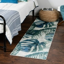 Unique Loom Blossom Collection Area Rug - Montego (2' 7" x 12' Runner Ivory/Blue)
