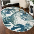 thumbnail image 1 of Unique Loom Blossom Collection Area Rug - Montego (5' 3" x 7' 10" Oval Ivory/Blue), 1 of 7