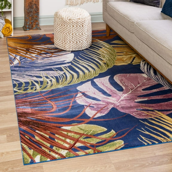 Unique Loom Blossom Collection Area Rug - Montego (9' x 12' Rectangle Multi/Green)