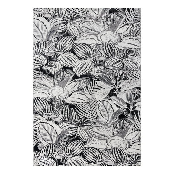 Unique Loom Blossom Collection Area Rug - Ocho (10' x 14' Rectangle Charcoal/Ivory)