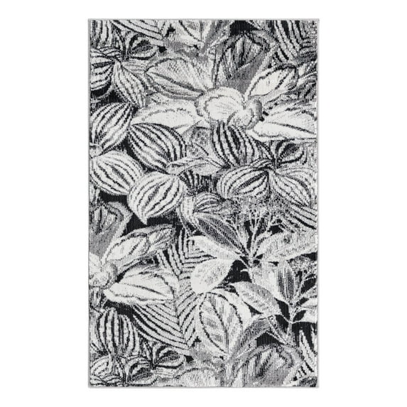 Unique Loom Blossom Collection Area Rug - Ocho (2' x 3' Rectangle Charcoal/Ivory)