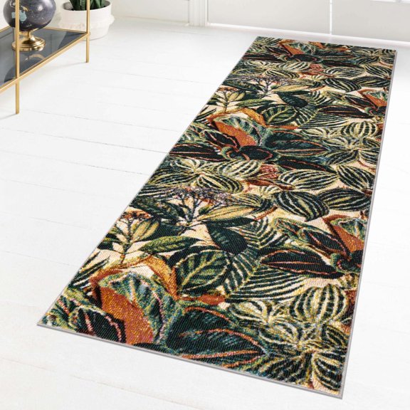 Unique Loom Blossom Collection Area Rug - Ocho (2' x 6' Runner Multi/Beige)