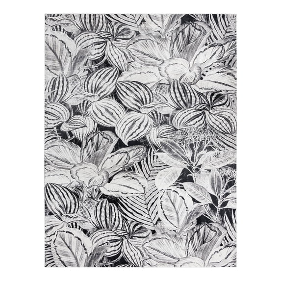 Unique Loom Blossom Collection Area Rug - Ocho (7' 10" x 10' Rectangle Charcoal/Ivory)