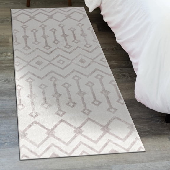 Unique Loom Bohemian Trellis Collection Area Rug - Gypsy (2' x 8' Runner Pearl/Gray)