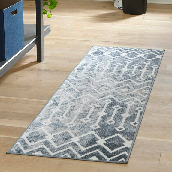 Unique Loom Bohemian Trellis Collection Area Rug - Gypsy (2' x 8' Runner Vintage Blue/Ivory)