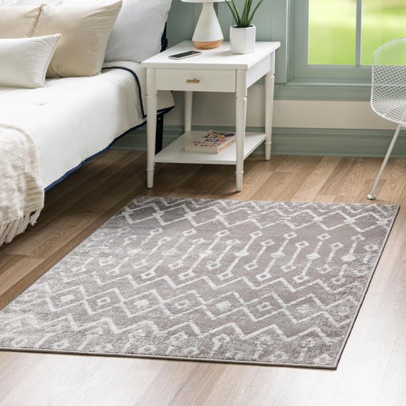 Unique Loom Bohemian Trellis Collection Area Rug - Gypsy (4' Square Stone Gray/Ivory)