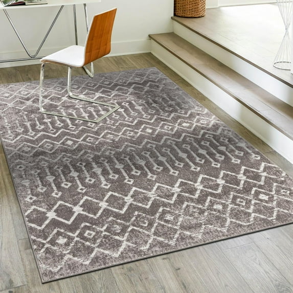 Unique Loom Bohemian Trellis Collection Area Rug - Gypsy (6' x 9' Rectangle Stone Gray/Ivory)