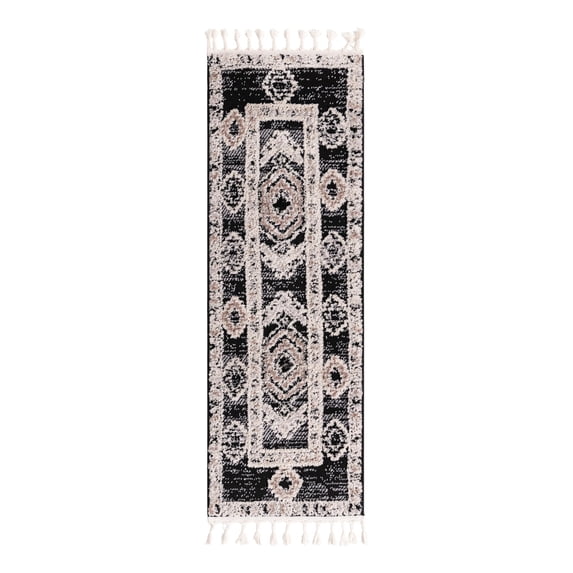 Unique Loom Cherokee Collection Area Rug - Boone (2' x 6' Runner Fossil Gray/Black)