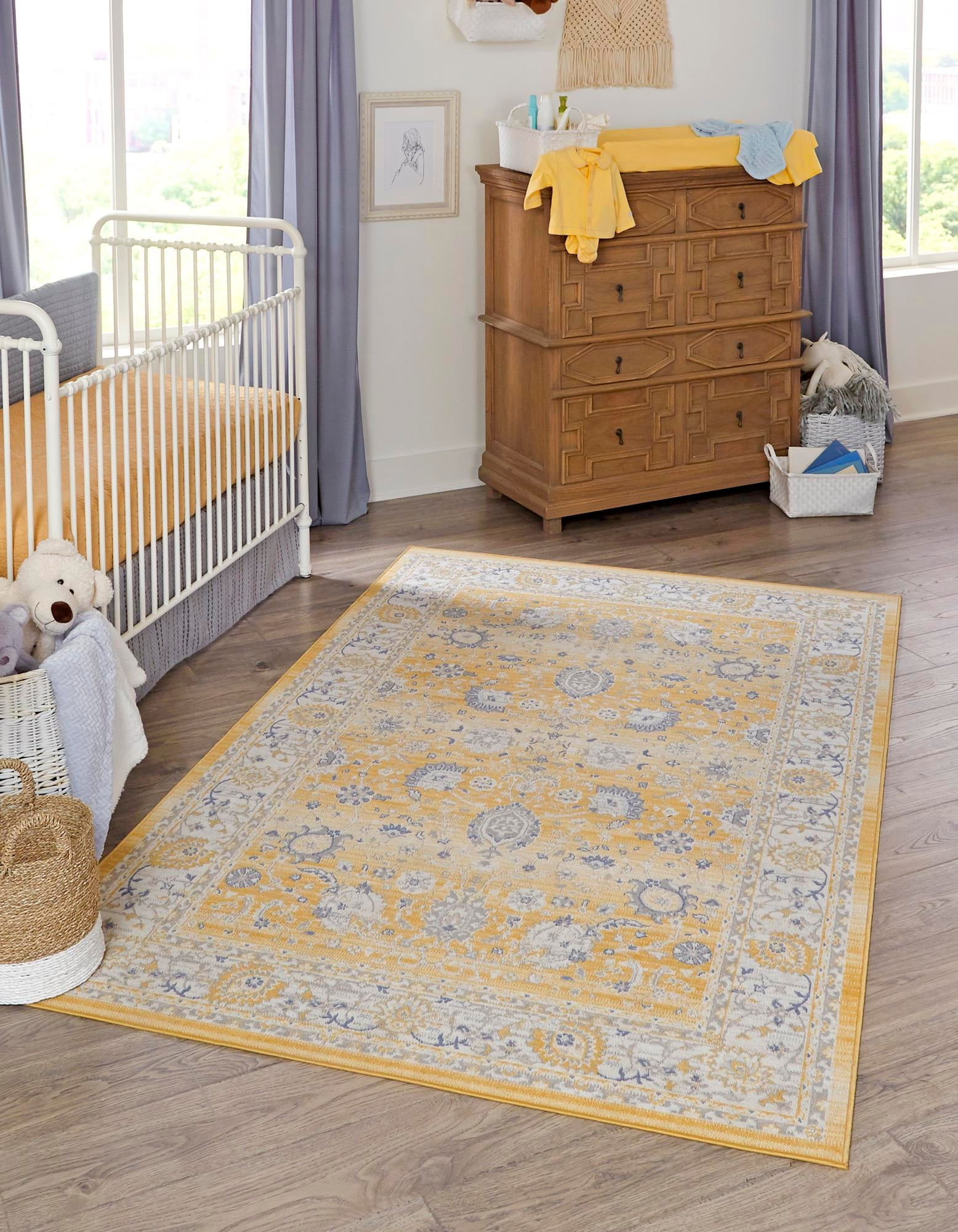 Unique Loom Bordeaux Whitney Rug Tuscan Yellow/Blue 7' 10" Square