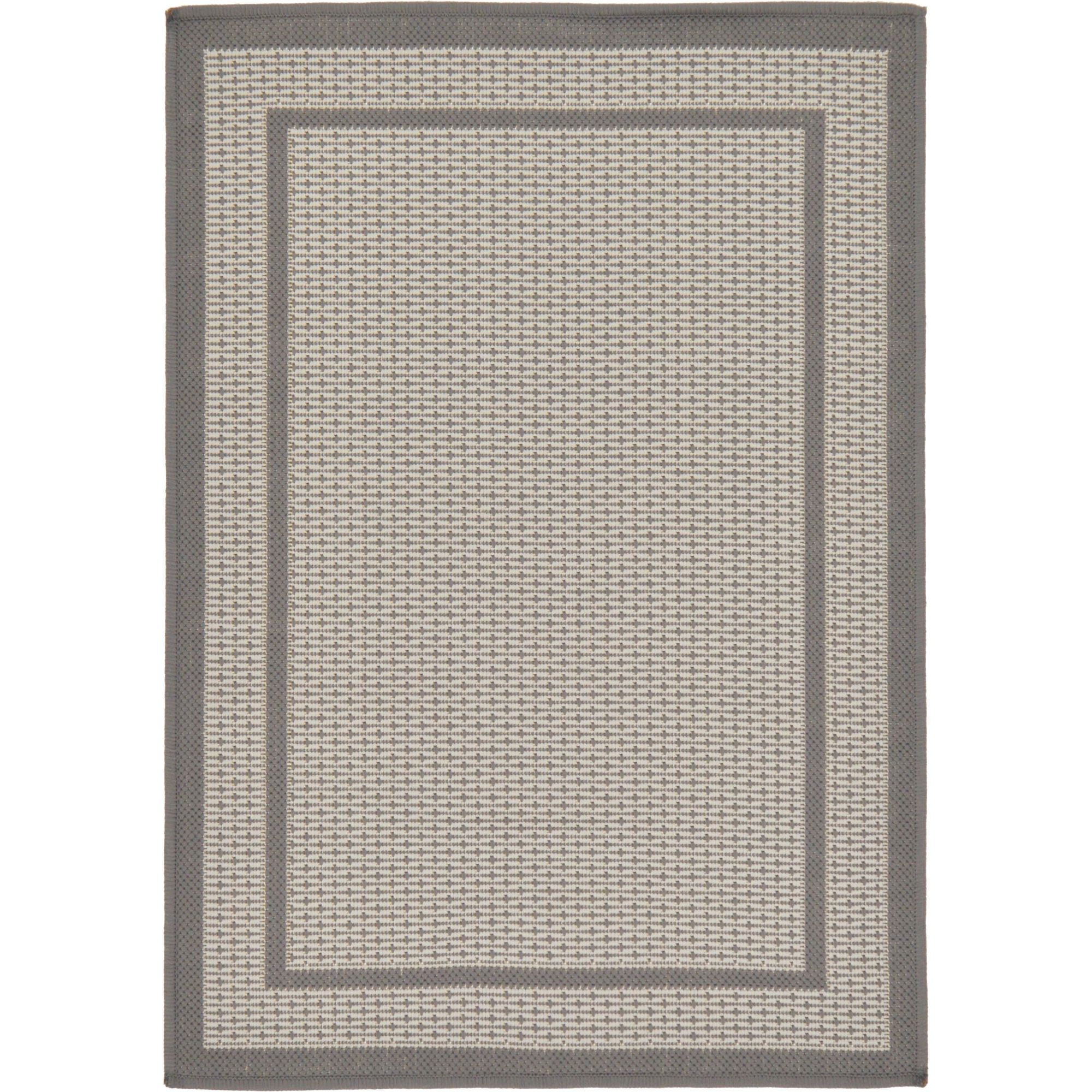 Gray Synthetic Flat Woven Reversible Outdoor Rug 2'2" x 3'1"