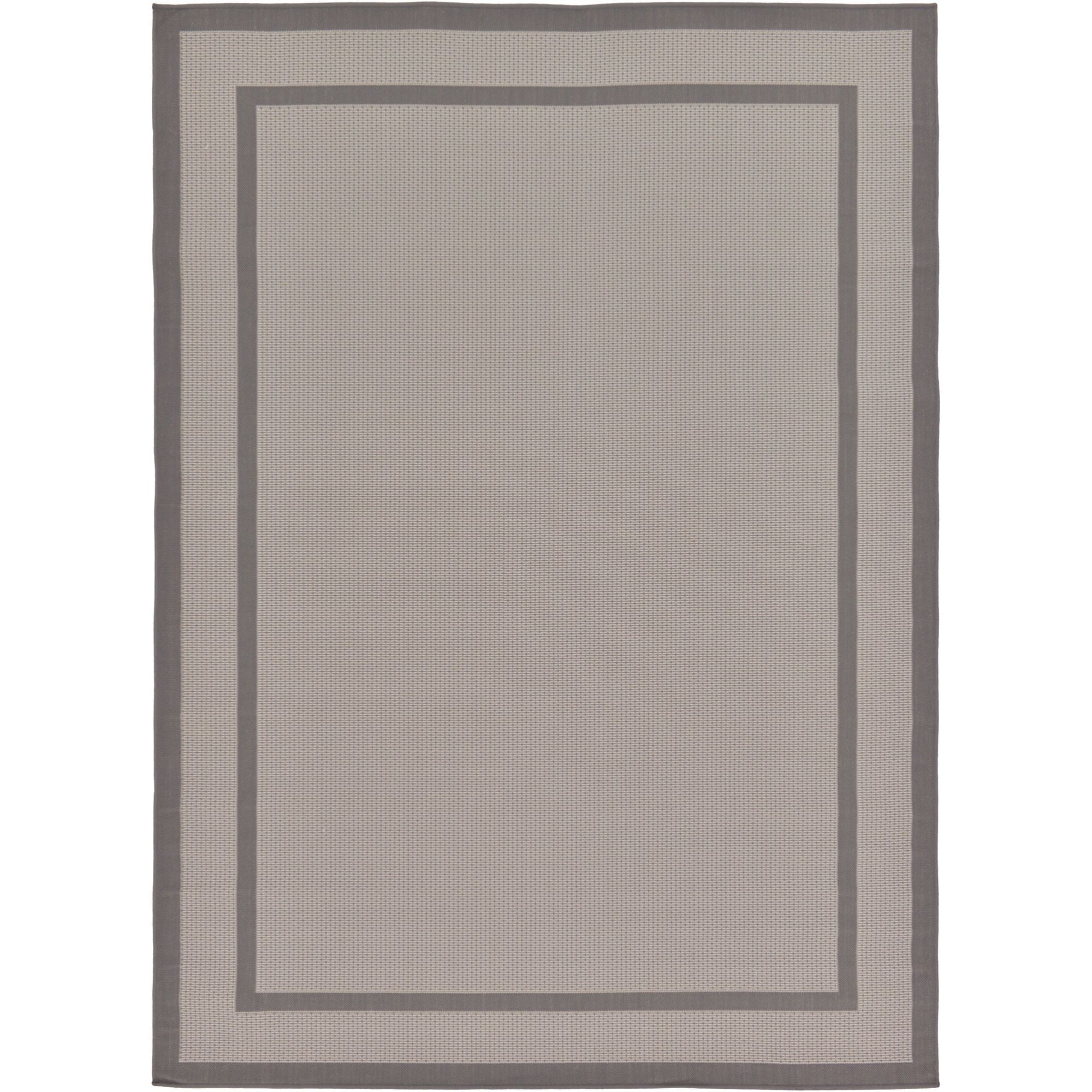 Reversible Easy-Care Gray Synthetic Outdoor Rug 7' x 10'