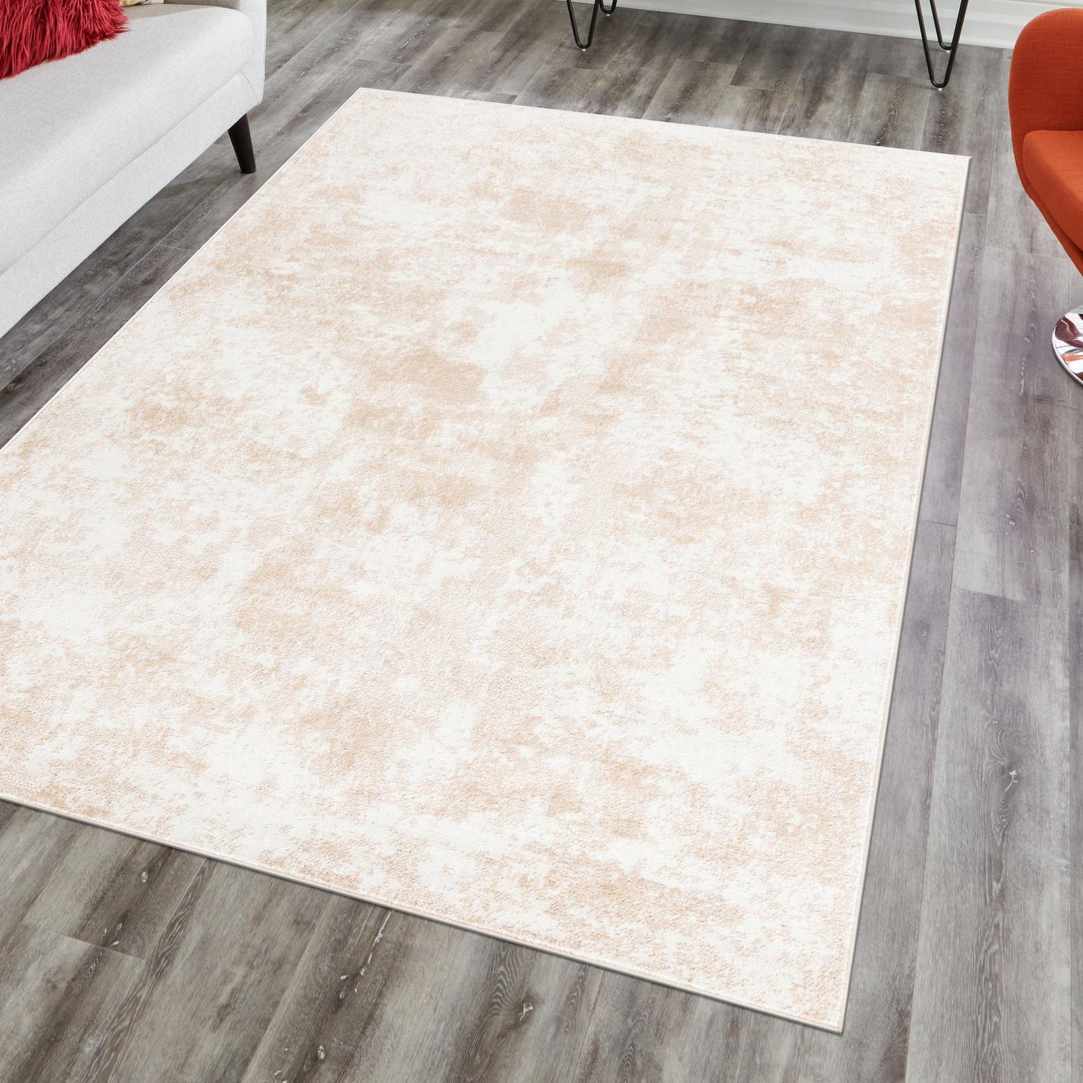 Sand and Ivory Rectangular 9' x 12' Synthetic Area Rug