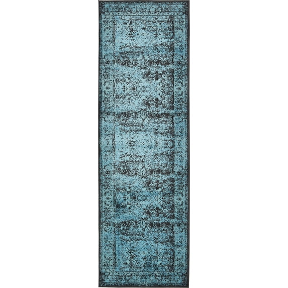 Unique Loom Bosphorus Imperial Rug , 3' 0" x 9' 10" ,Black and Blue