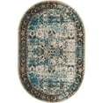 thumbnail image 1 of Unique Loom Bosphorus Imperial Rug Ivory and Blue/Brown 5' 3" x 8' Oval Border Bohemian Perfect For Dining Room Bed Room Play Room, 1 of 3