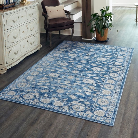 Unique Loom Boston Collection Area Rug - Floral (2' x 3' 1" Rectangle Blue/Ivory)