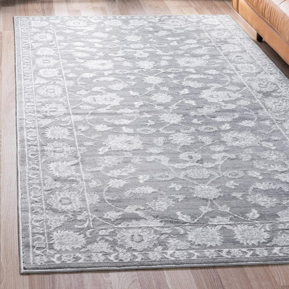 Unique Loom Boston Collection Area Rug - Floral (2' x 3' 1" Rectangle Gray/Ivory)
