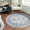 thumbnail image 1 of Unique Loom Boston Collection Area Rug - Floral (5' 1" Round white Gray/Ivory), 1 of 7