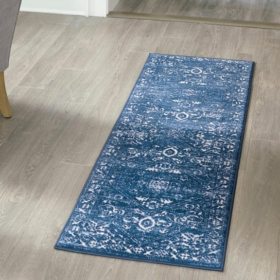 Unique Loom Boston Collection Area Rug - Medallion (2' x 6' 1" Runner Blue/Ivory)