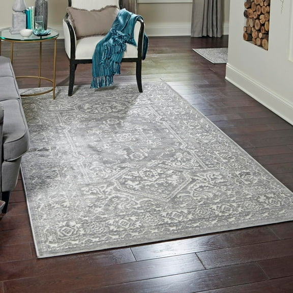 Unique Loom Boston Collection Area Rug - Medallion (9' x 12' 2" Rectangle Gray/Ivory)