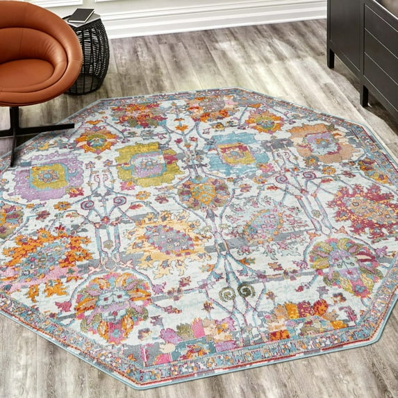 Unique Loom Paragon Collection Area Rug - Boulder (8' 2" Octagon Multi/Blue)
