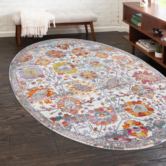 Unique Loom Paragon Collection Area Rug - Boulder (8' 2" x 10' Oval Multi/Blue)